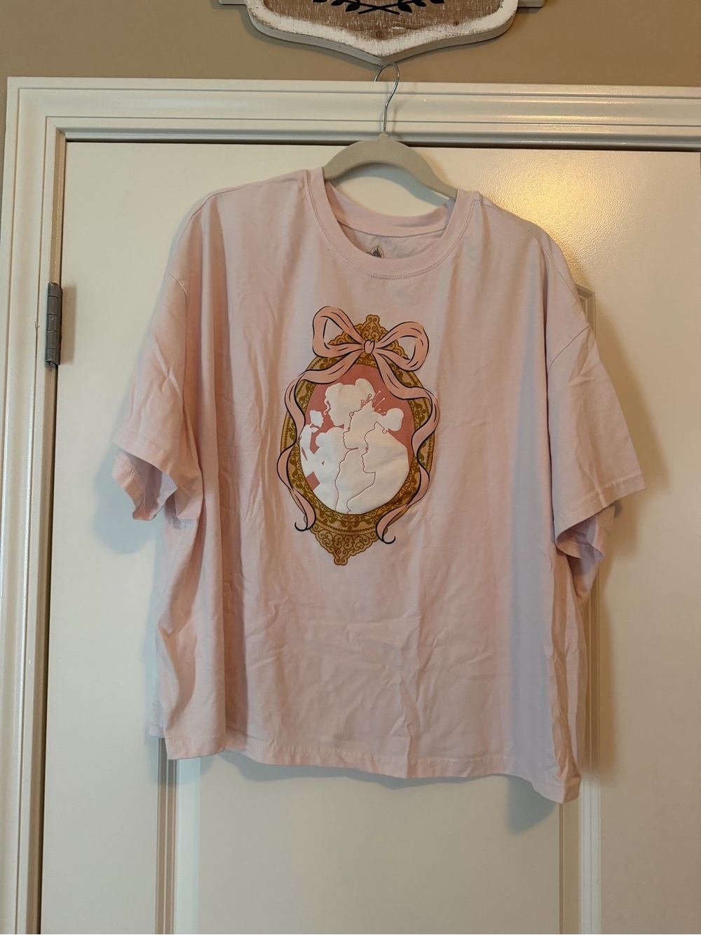 Disney Light Pink Short Sleeve Tee with Belle, Tiana and Aurora/Sleeping Beauty